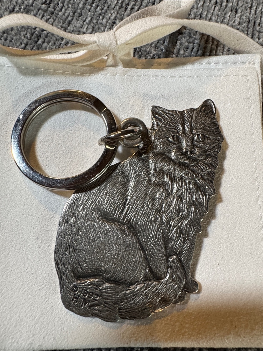 Pewter Cat Keychain - Silver Cat Keyring